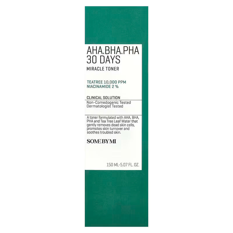 SOME BY MI AHA·BHA·PHA 30 Days Miracle Toner | Gentle Triple‑Acid Tea Tree Toner for Clear, Glass Skin (150 ml)
