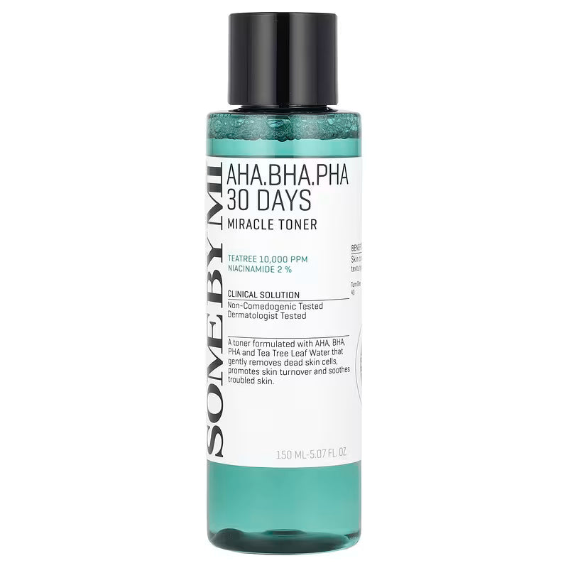 SOME BY MI AHA·BHA·PHA 30 Days Miracle Toner | Gentle Triple‑Acid Tea Tree Toner for Clear, Glass Skin (150 ml)