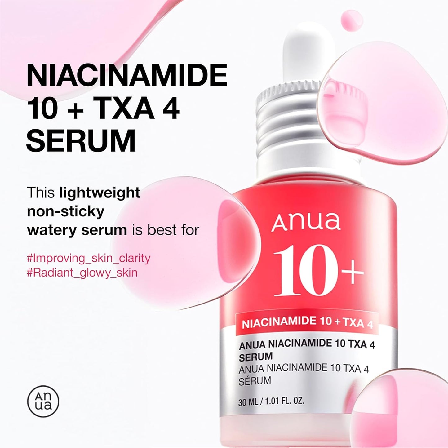 Anua Niacinamide 10% + TXA 4% Serum | 10% Niacinamide & 4% Tranexamic Acid for Brightening & Dark Spot Correction - T.E.R