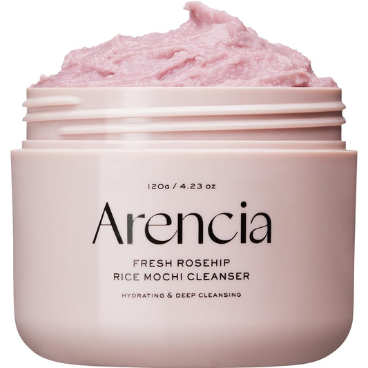 ARENCIA Fresh Rosehip Rice Mochi Cleanser | pH - Balanced Vegan Cream Cleanser for Dry & Sensitive Skin (120g) - T.E.R