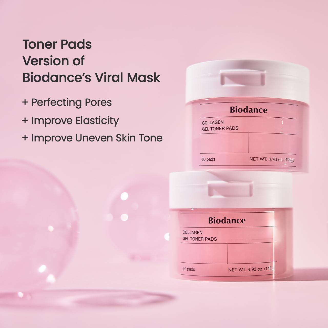 Biodance Bio Collagen Gel Pads 60pcs (140g) | Hydrating Toner Pads for Firm, Plump & Glowing Skin - T.E.R