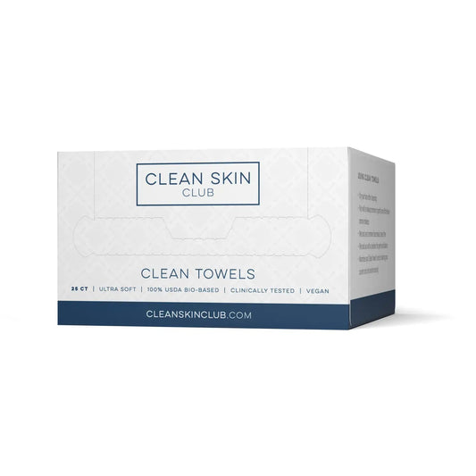 Clean Skin Club Clean Towels XL 25 Count | Disposable Face Towels for Acne - Prone & Sensitive Skin - T.E.R
