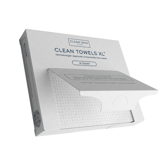 Clean Skin Club Clean Towels XL Travel Size | Disposable Face Towels for Acne - Prone & Sensitive Skin (10 Count) - T.E.R