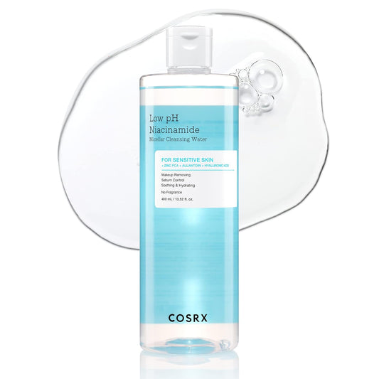 COSRX Low pH Niacinamide Micellar Cleansing Water | Gentle Makeup Remover & Daily Cleanser for Sensitive Skin, Sebum Control & Hydration (13.52 fl oz/400ml) - T.E.R