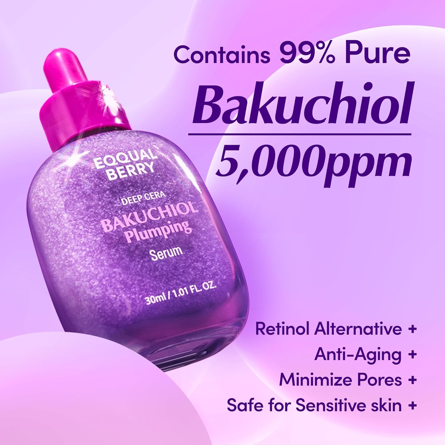 EQQUALBERRY Bakuchiol Plumping Serum 30ml | Gentle Retinol Alternative for Firm, Youthful & Radiant Skin - T.E.R