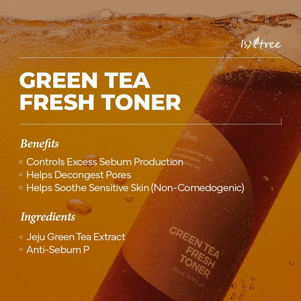 ISNTREE Green Tea Fresh Toner | Korean Sebum Control Toner for Oily & Sensitive Skin (200ml) - T.E.R