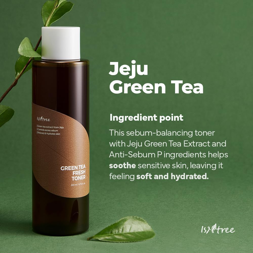 ISNTREE Green Tea Fresh Toner | Korean Sebum Control Toner for Oily & Sensitive Skin (200ml) - T.E.R