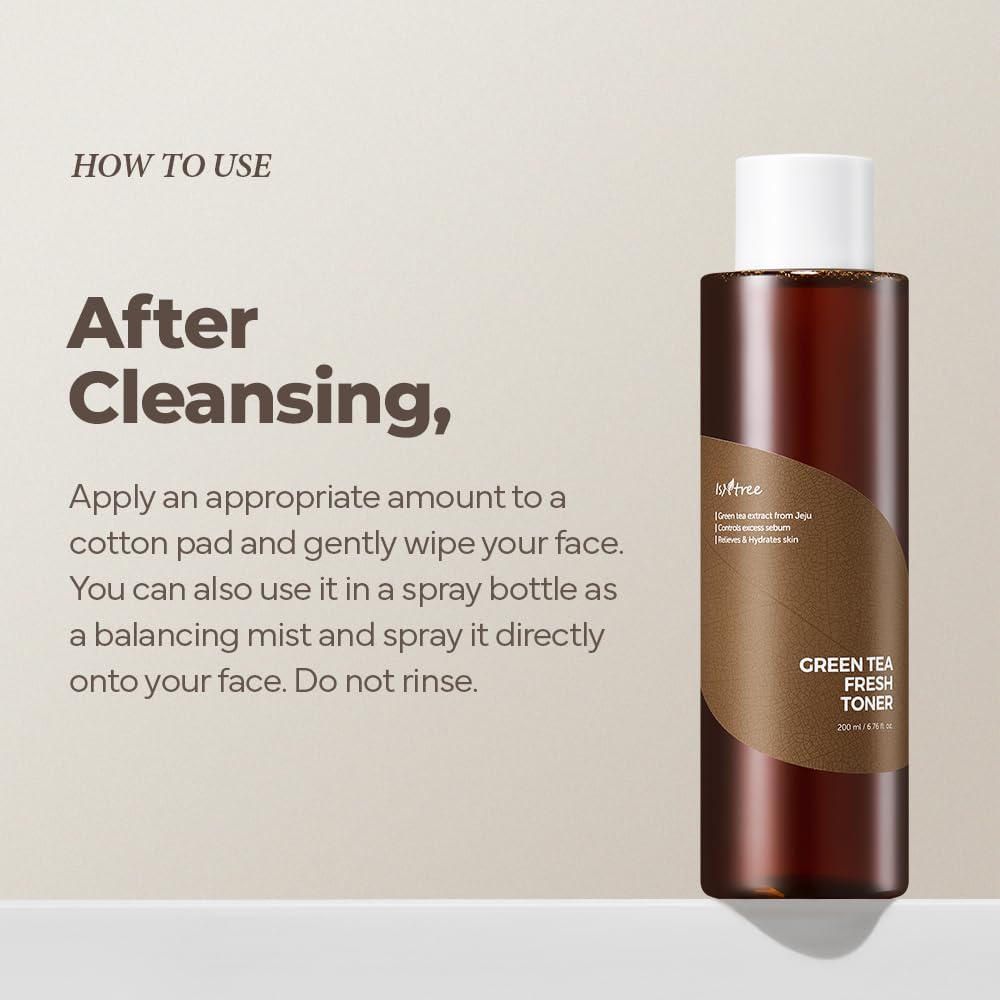 ISNTREE Green Tea Fresh Toner | Korean Sebum Control Toner for Oily & Sensitive Skin (200ml) - T.E.R