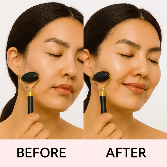Jade Roller & Gua Sha Duo | Authentic Natural Jade Facial Sculpting Set for De - Puffing, Contouring & Serums - T.E.R