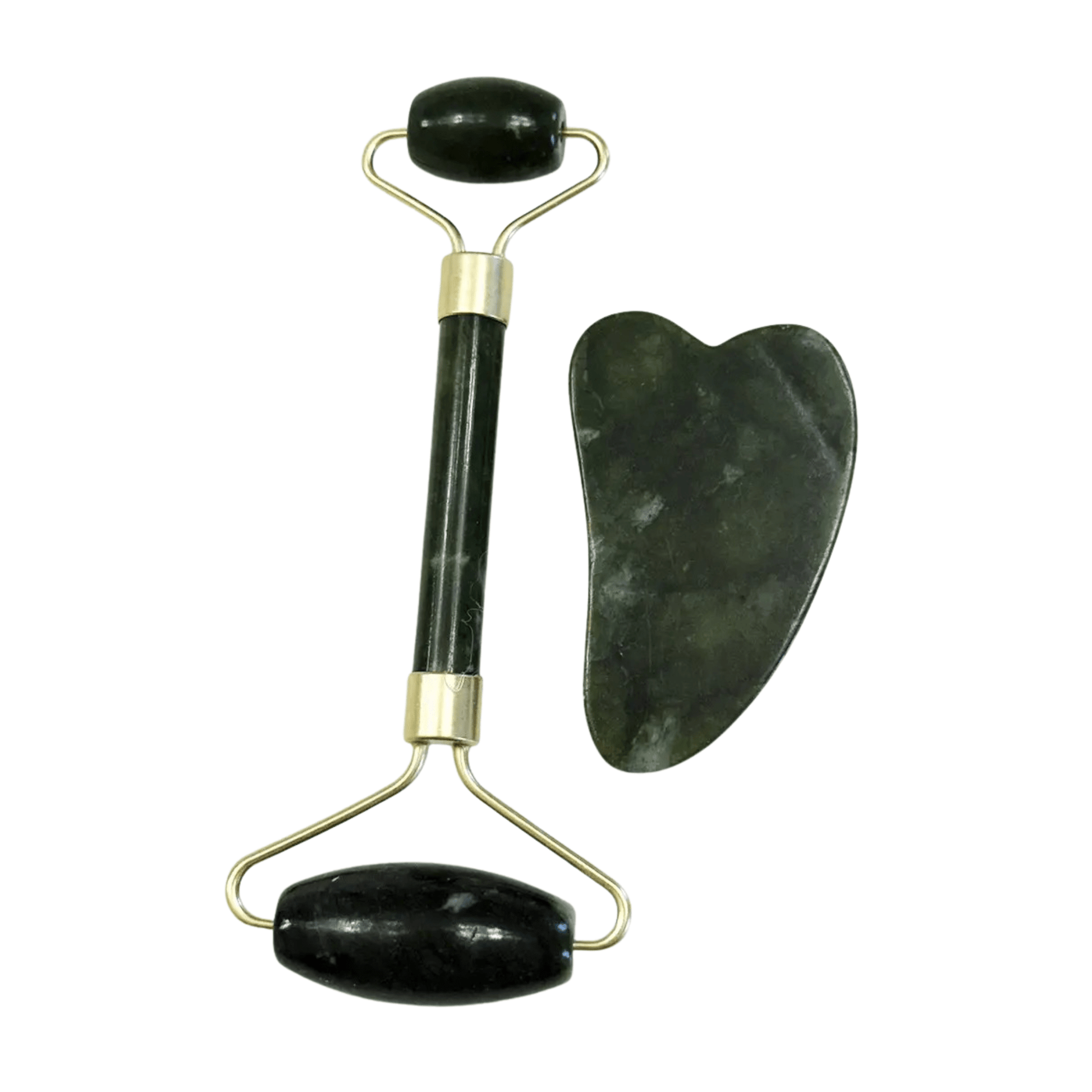 Jade Roller & Gua Sha Duo | Authentic Natural Jade Facial Sculpting Set for De - Puffing, Contouring & Serums - T.E.R