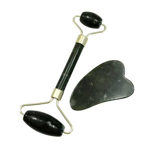 Jade Roller & Gua Sha Duo | Authentic Natural Jade Facial Sculpting Set for De - Puffing, Contouring & Serums - T.E.R