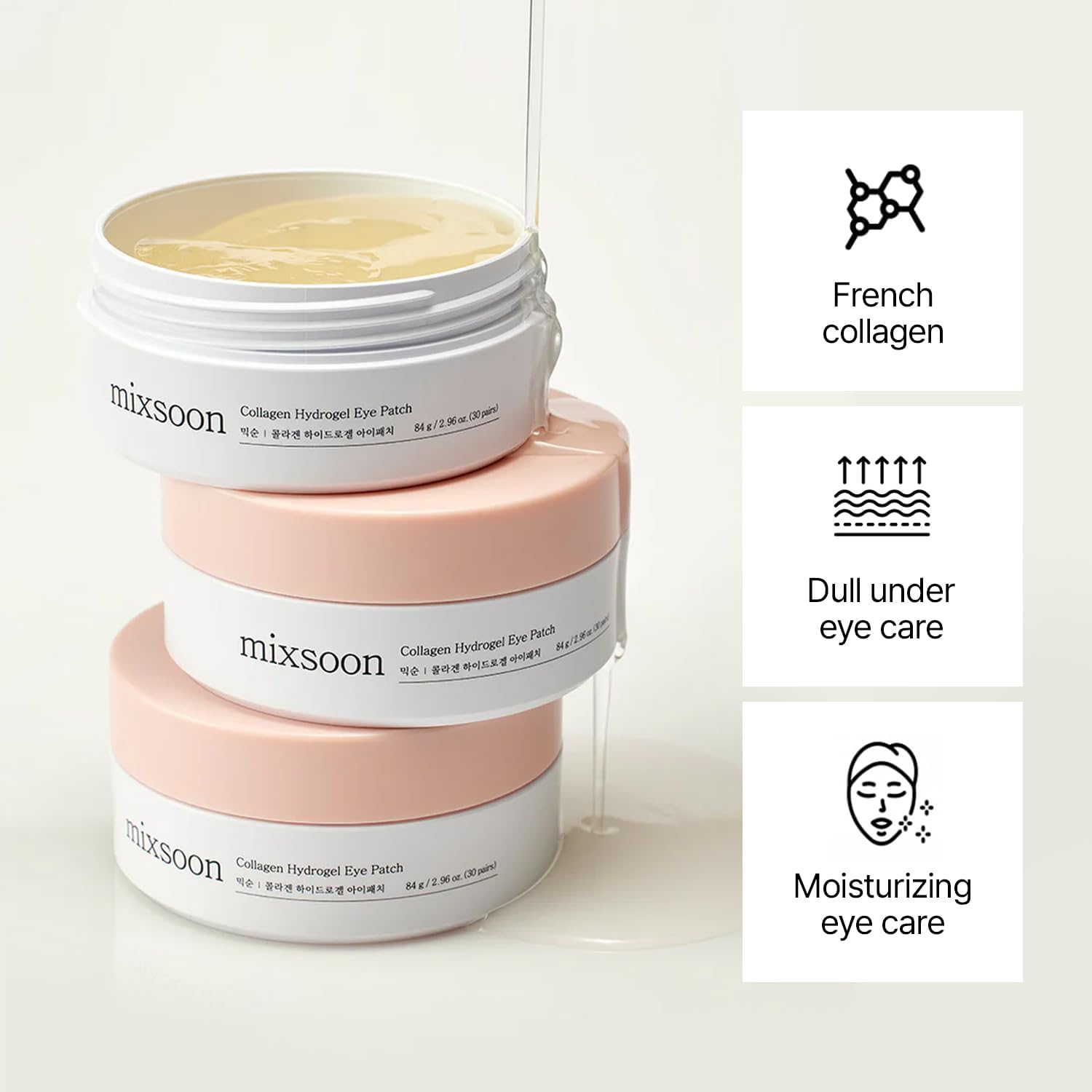 MIXSOON Collagen Hydrogel Eye Patch (60pcs) | Cooling, Brightening & Anti - Aging Under Eye Treatment - T.E.R