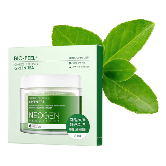 NEOGEN DERMALOGY Bio Peel Gauze Peeling Green Tea (8ea, 76ml) | Exfoliating & Calming Pads for Sensitive Skin | Korean Skincare - T.E.R