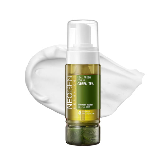 NEOGEN Real Fresh Foam Cleanser Green Tea | Gentle Korean Face Wash with Real Green Tea Leaves – Hydrating & Soothing Clean Beauty – 5.6 fl oz / 160g - T.E.R