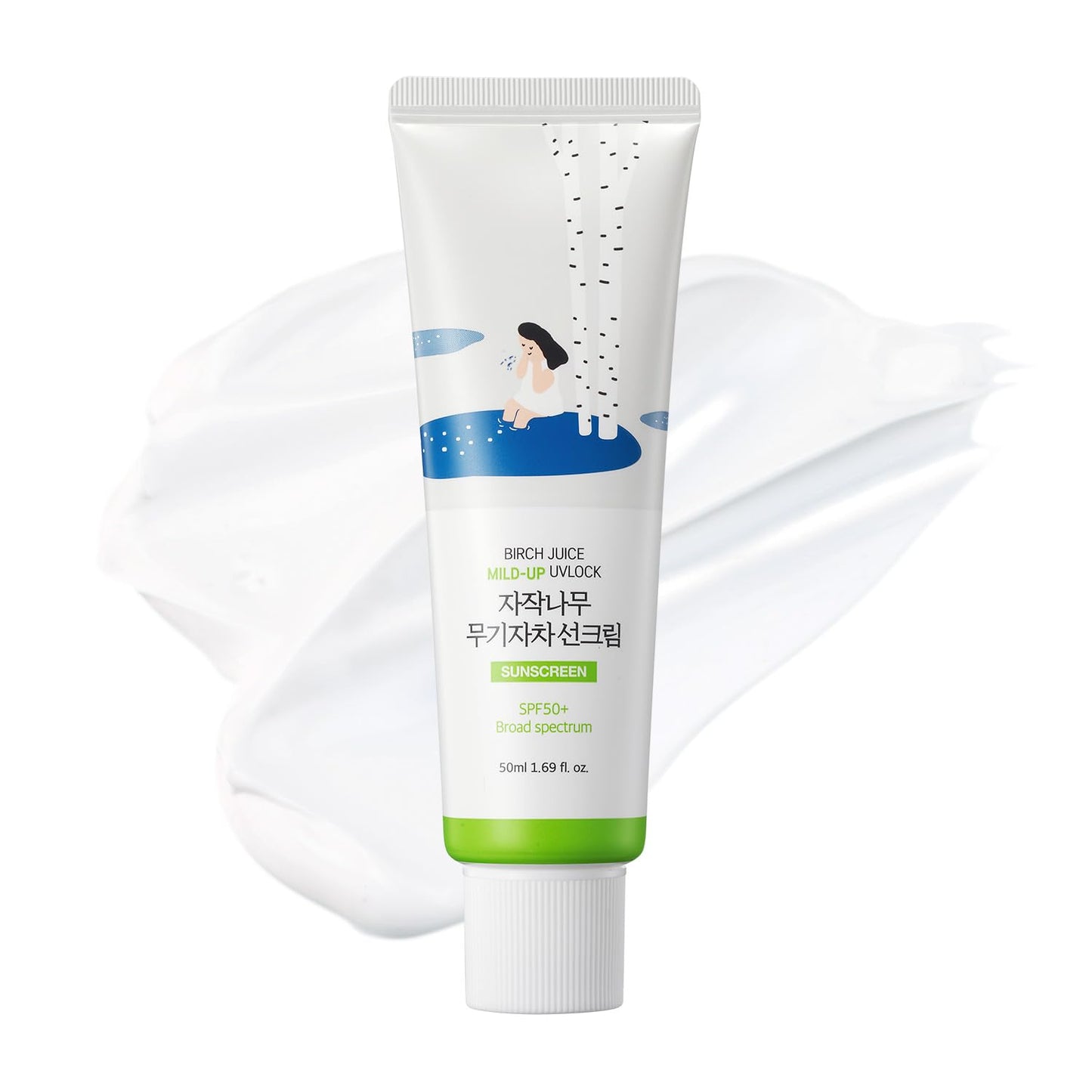 ROUND LAB Birch Juice Mild - up UVLock Mineral Sunscreen SPF 50+ PA++++ | Hydrating Zinc - Oxide Formula for Sensitive, Oily & Combination Skin - T.E.R