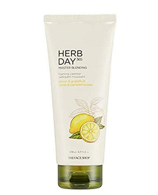 THE FACE SHOP Herb Day 365 Lemon Foaming Cleanser | Brightening Daily Face Wash for Dull Skin & Excess Oil (170ml) - T.E.R