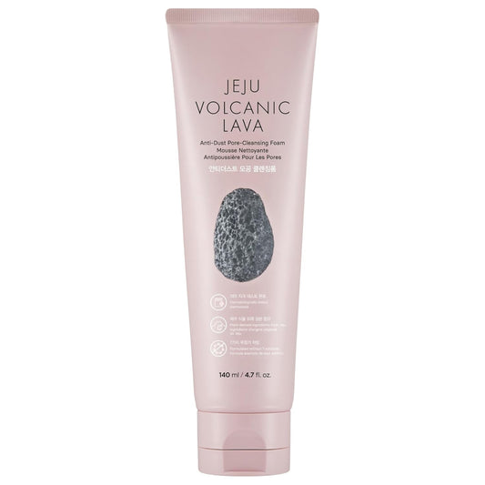 THE FACE SHOP Jeju Volcanic Lava Pore Cleansing Foam | Anti - Dust Deep Cleanser for Oily Skin & Clogged Pores 140ml - T.E.R
