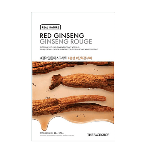 THE FACE SHOP Red Ginseng Face Mask | Real Nature Revitalizing Sheet Mask for Tired & Aging Skin - T.E.R