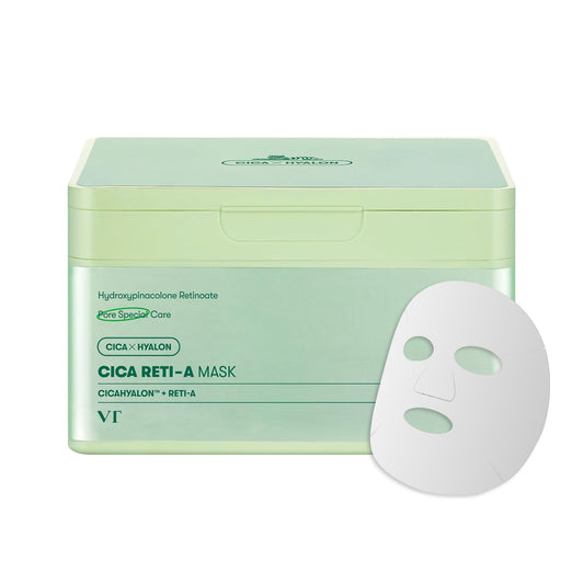 VT COSMETICS CICA Reti - A Daily Mask 30 Sheets | Retinol + Cica Hydrating & Pore Care Korean Face Mask - T.E.R