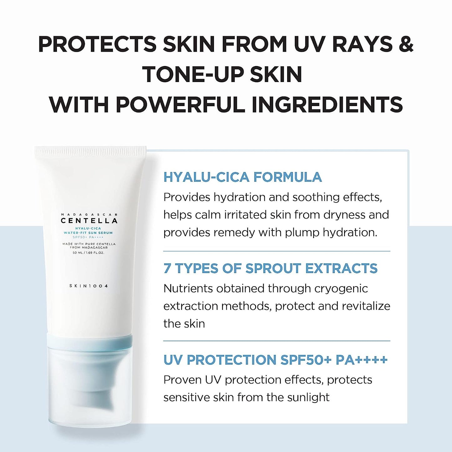 SKIN1004 Hyalu-CICA Suero solar Water-fit (suero solar, 1 paquete)