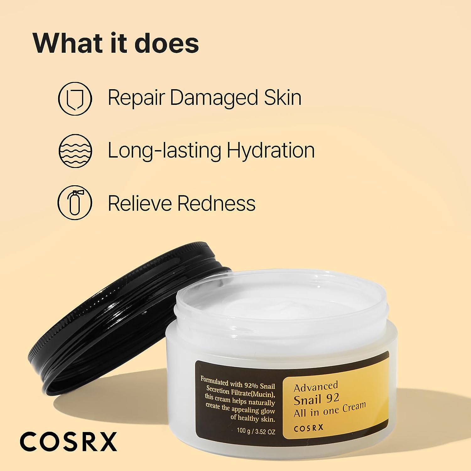COSRX Advanced Snail 92 All in One Cream | Intensive Repair Cream for Smooth, Hydrated Skin - T.E.R