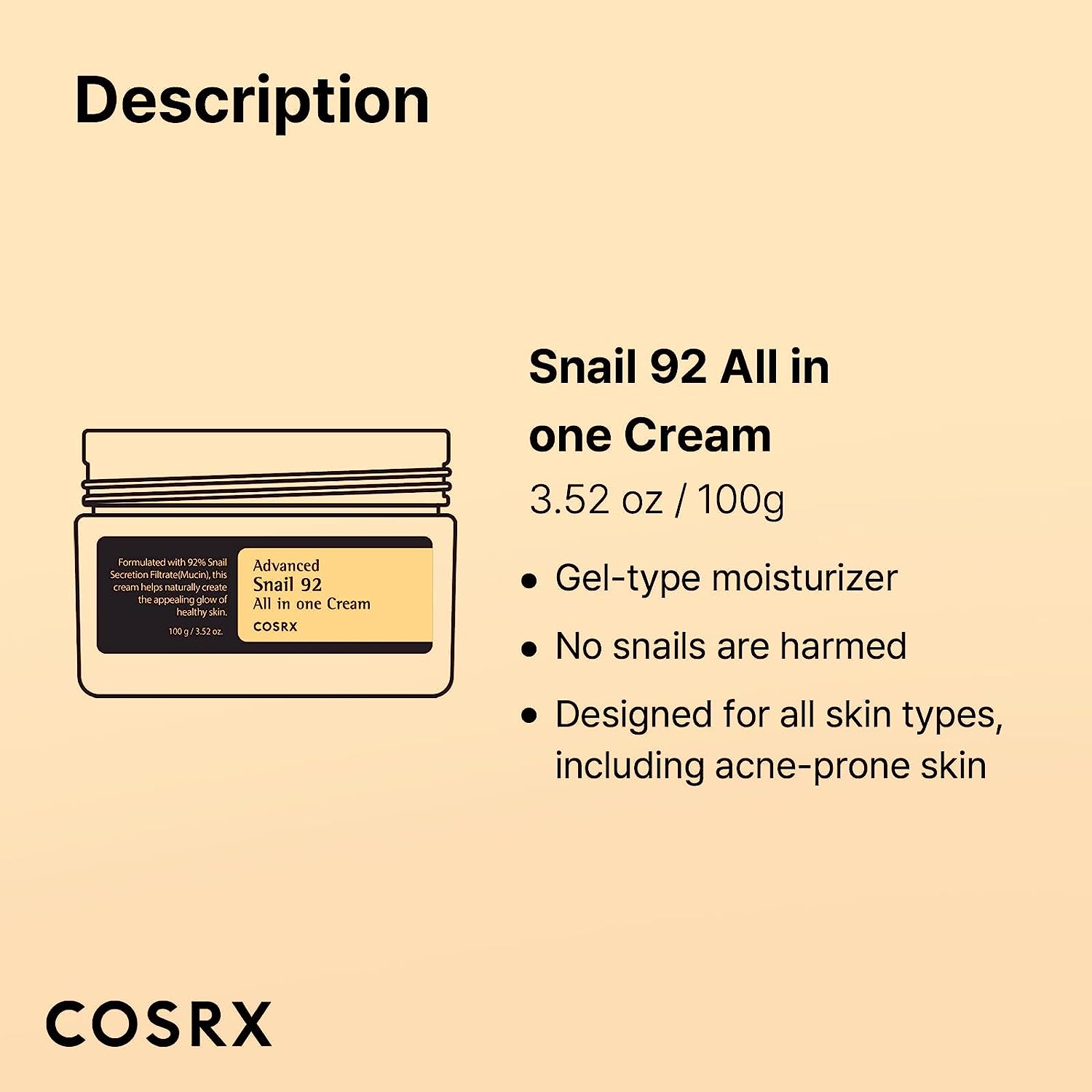 COSRX Advanced Snail 92 All in One Cream | Intensive Repair Cream for Smooth, Hydrated Skin - T.E.R