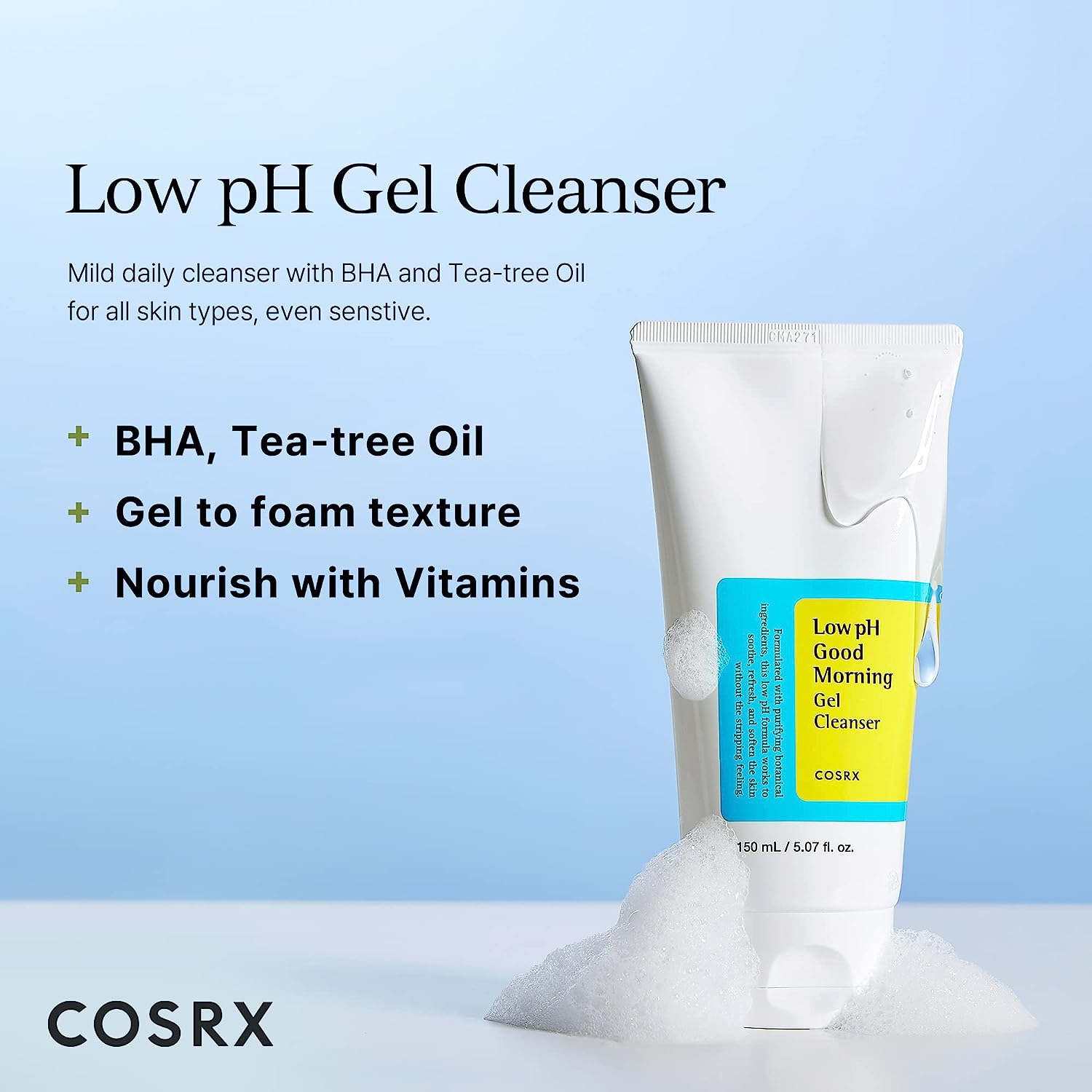 COSRX Low pH Good Morning Gel Cleanser | Gentle, Hydrating Daily Cleanser for Fresh, Smooth Skin - T.E.R