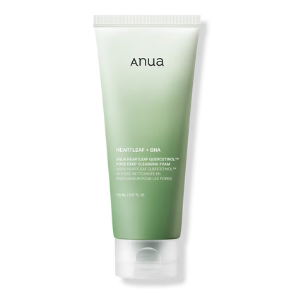 Anua Heartleaf Quercetinol Cleansing Foam | BHA Deep Pore Cleanser for Acne-Prone & Sensitive Skin - Purify, Calm & Smooth Without Stripping Skin