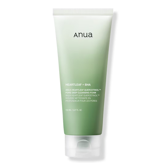Anua Heartleaf Quercetinol Cleansing Foam | BHA Deep Pore Cleanser for Acne-Prone & Sensitive Skin - Purify, Calm & Smooth Without Stripping Skin