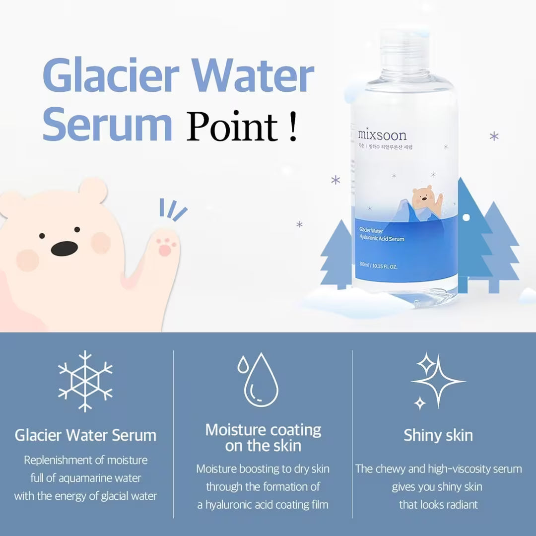 Mixsoon Glacier Water Hyaluronic Acid Serum 300ml | Deep Hydration & Plumping HA Serum
