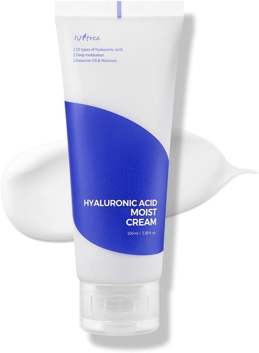 ISNTREE Hyaluronic Acid Moist Cream 100ml | Deep Hydration & Oil-Moisture Balance | Korean Skincare | Non-Greasy & Fast Absorbing