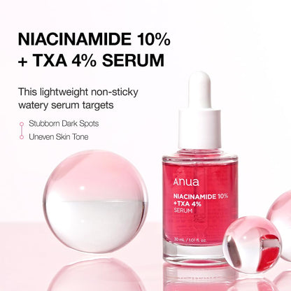 Anua Niacinamide 10 TXA 4 Serum | Fade Dark Spots, Acne Scars, and Brighten Skin - T.E.R