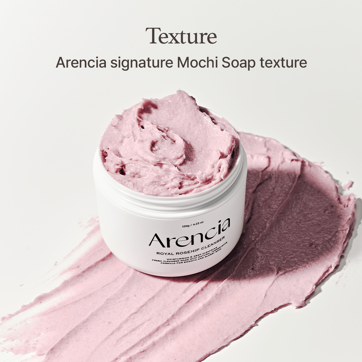 ARENCIA Fresh Rosehip Rice Mochi Cleanser | pH - Balanced Vegan Cream Cleanser for Dry & Sensitive Skin (120g) - T.E.R
