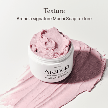 ARENCIA Fresh Rosehip Rice Mochi Cleanser | pH - Balanced Vegan Cream Cleanser for Dry & Sensitive Skin (120g) - T.E.R