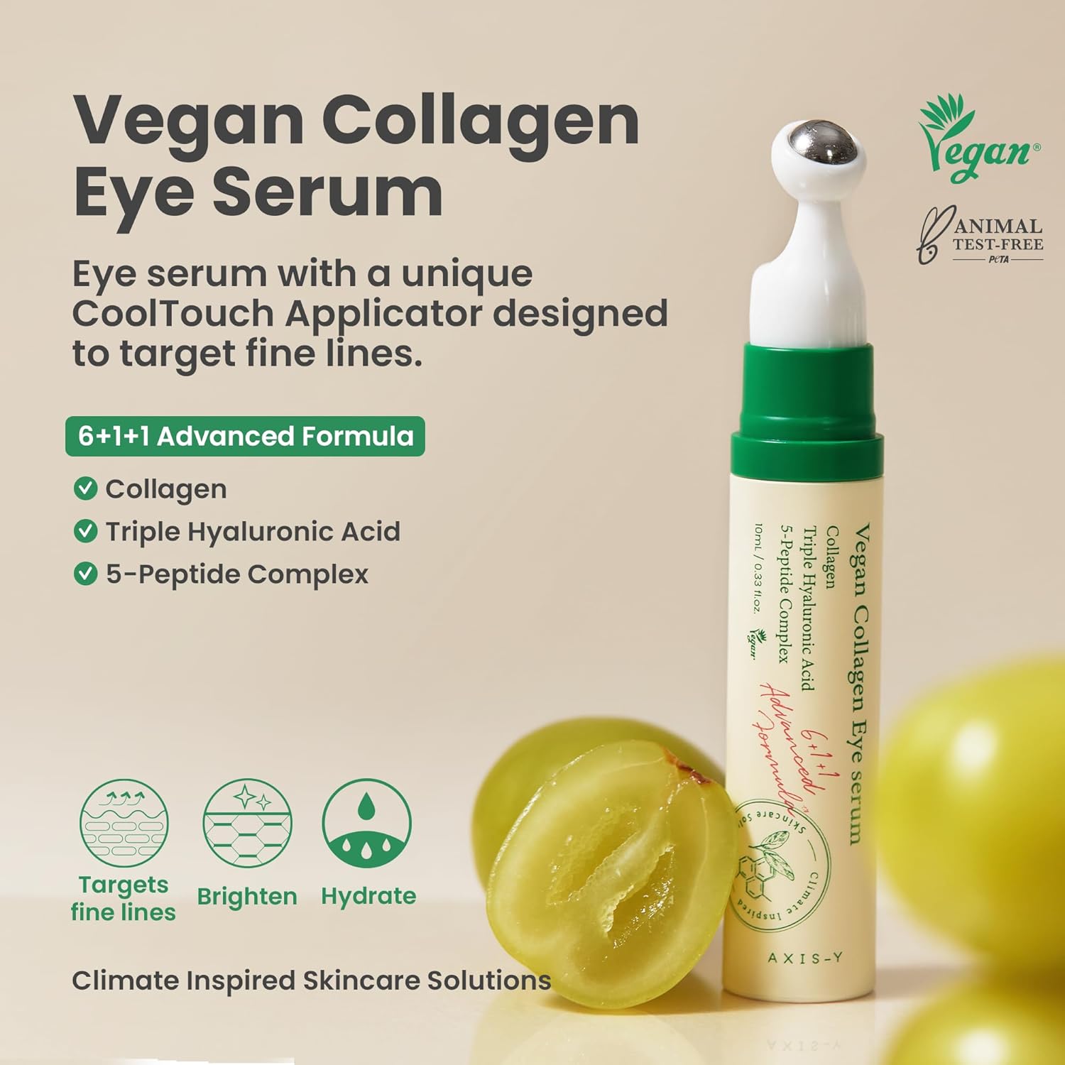 AXIS - Y Vegan Collagen Eye Serum 10ml | Firming & Brightening Peptide Eye Care for Fine Lines & Puffiness – Korean Skincare - T.E.R