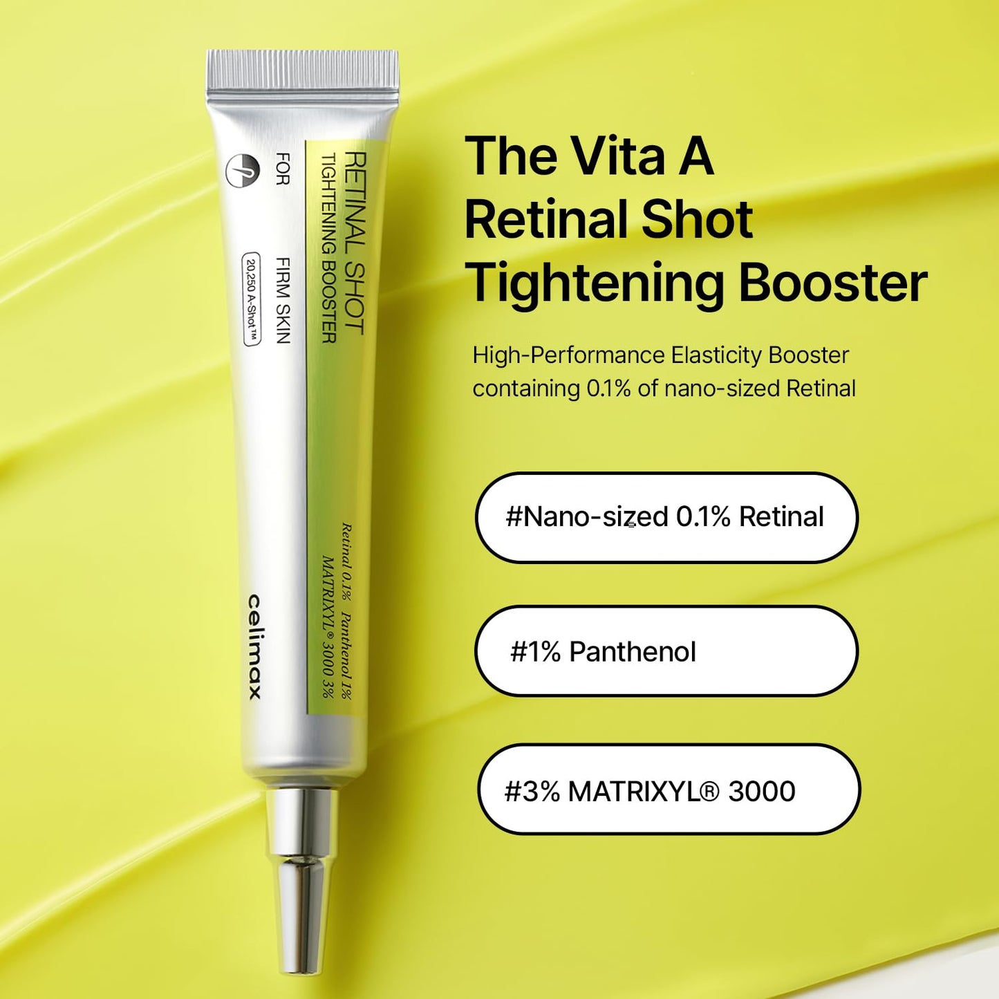 Celimax The Vita A Retinal Shot Tightening Booster | 0.1% Retinal + 3% Matryxyl Anti - Aging Serum | Pore Minimizer, Wrinkle Filler & Firming Booster | Korean Skincare 15ml - T.E.R
