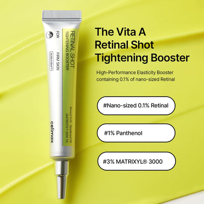 Celimax The Vita A Retinal Shot Tightening Booster | 0.1% Retinal + 3% Matryxyl Anti - Aging Serum | Pore Minimizer, Wrinkle Filler & Firming Booster | Korean Skincare 15ml - T.E.R