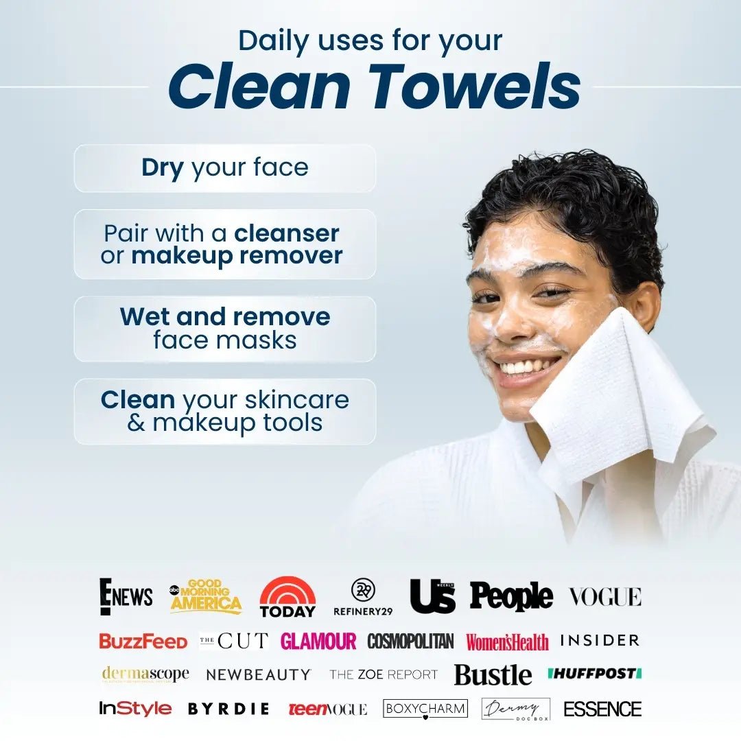 Clean Skin Club Clean Towels XL 25 Count | Disposable Face Towels for Acne - Prone & Sensitive Skin - T.E.R