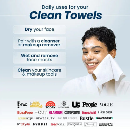 Clean Skin Club Clean Towels XL 25 Count | Disposable Face Towels for Acne - Prone & Sensitive Skin - T.E.R
