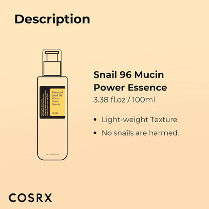 COSRX Advanced Snail 96 Mucin Power Essence: Hydrate and Soothe Your Skin with Snail Mucin - T.E.R