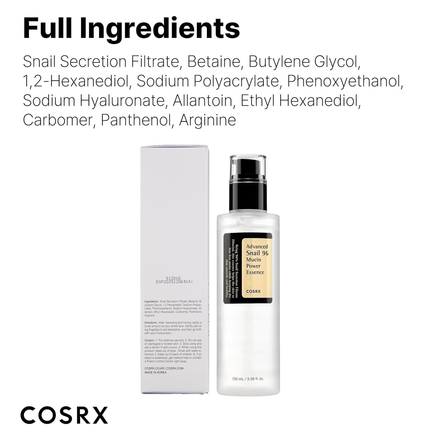 COSRX Advanced Snail 96 Mucin Power Essence: Hydrate and Soothe Your Skin with Snail Mucin - T.E.R