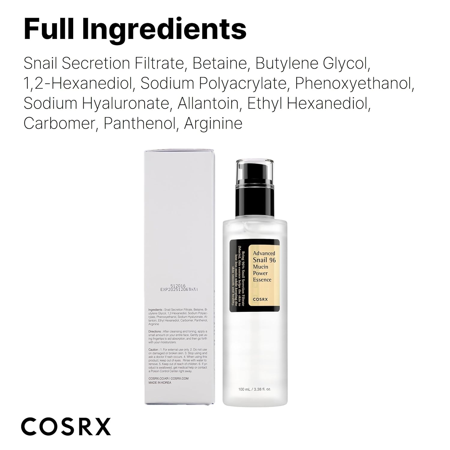 COSRX Advanced Snail 96 Mucin Power Essence: Hydrate and Soothe Your Skin with Snail Mucin - T.E.R