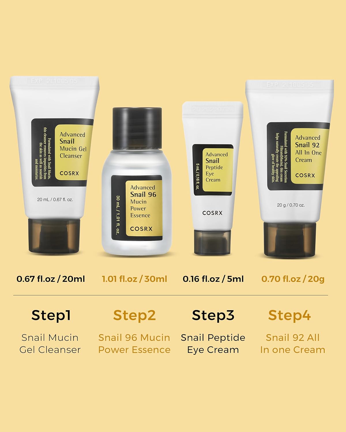 COSRX All About Snail Trial Kit | Your 4 - Step Snail Essence Routine - T.E.R
