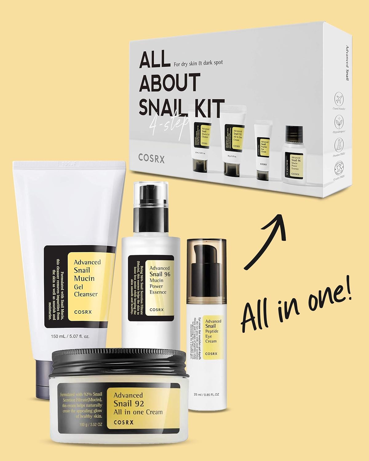 COSRX All About Snail Trial Kit | Your 4 - Step Snail Essence Routine - T.E.R