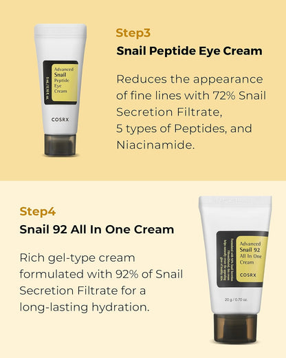 COSRX All About Snail Trial Kit | Your 4 - Step Snail Essence Routine - T.E.R