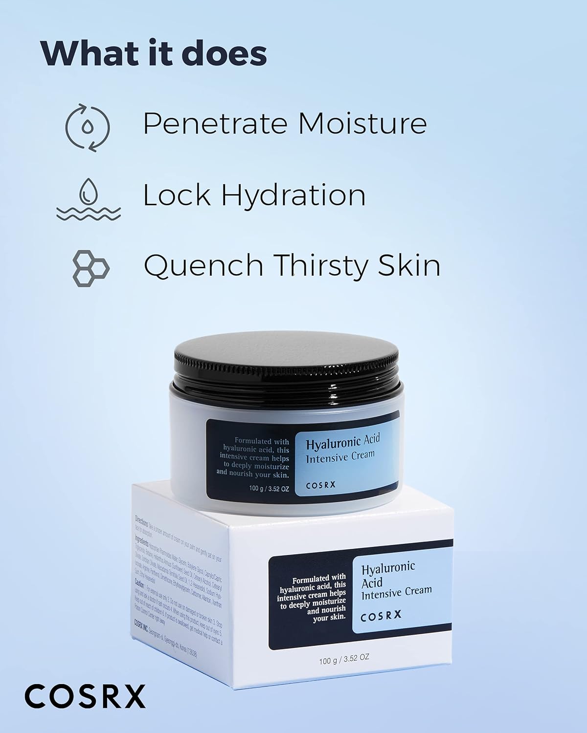 COSRX Hyaluronic Acid Intensive Cream | Ultra - Hydrating Face Cream for All Skin Types - T.E.R