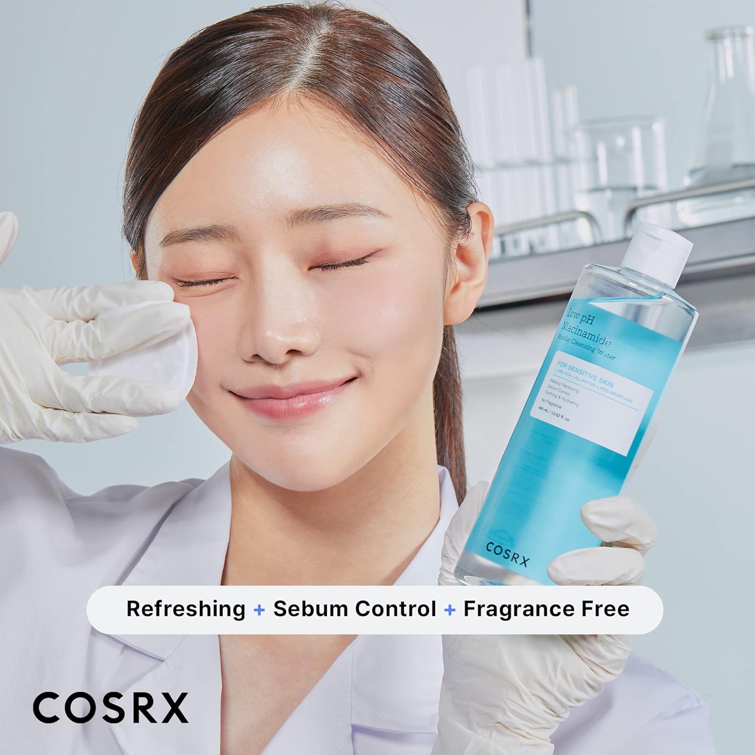 COSRX Low pH Niacinamide Micellar Cleansing Water | Gentle Makeup Remover & Daily Cleanser for Sensitive Skin, Sebum Control & Hydration (13.52 fl oz/400ml) - T.E.R