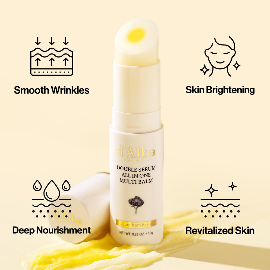 d'Alba Double Serum All In One Multi Balm 10g | Anti - Aging, Brightening & Moisturizing Stick for Eyes, Lips & Face | K - Beauty On - the - Go - T.E.R