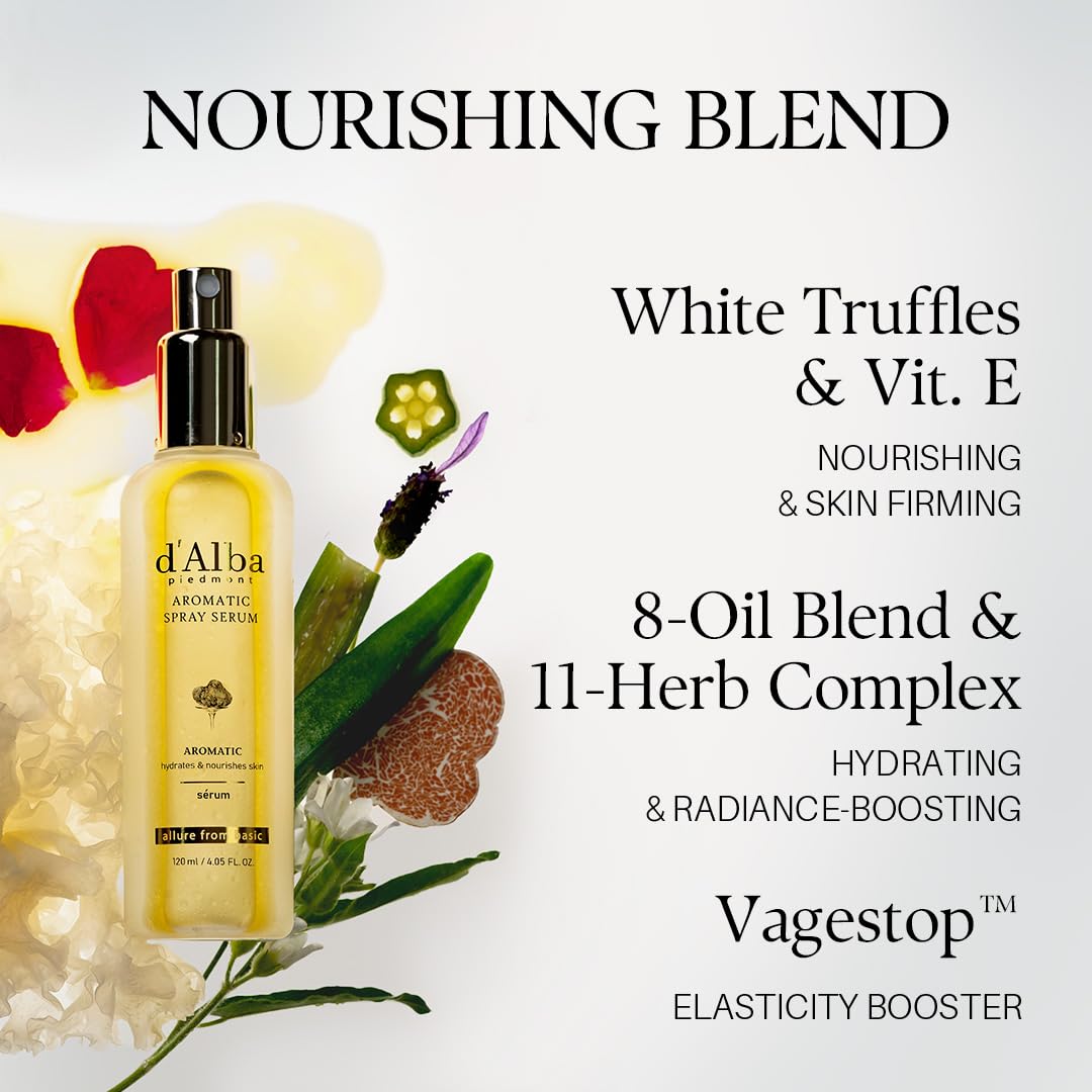 d’Alba White Truffle First Aromatic Spray Serum | Hydrating Glow Mist, Antioxidant Brightening & Firming Spray for Radiant Skin (2.02 fl oz) - T.E.R