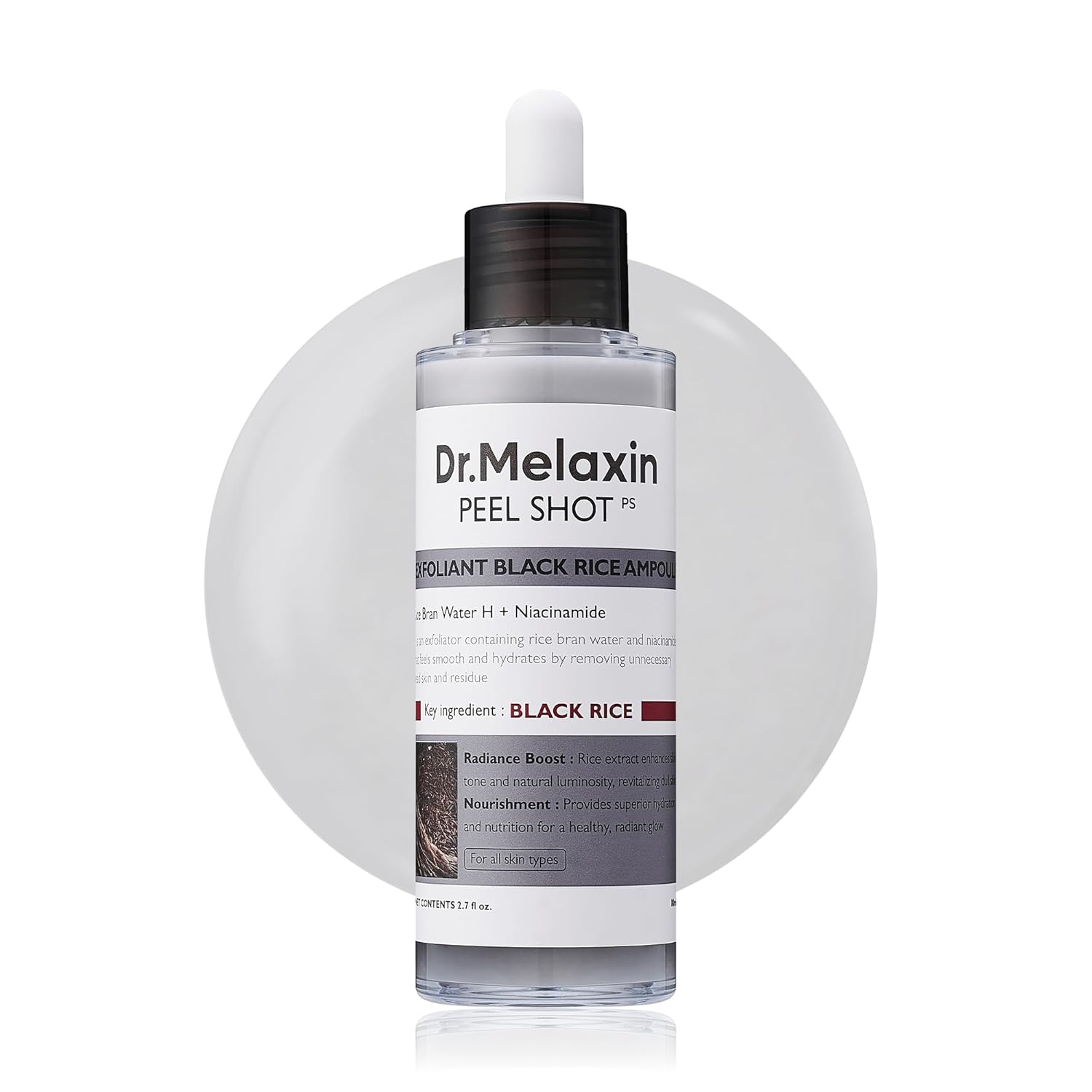 Dr. Melaxin Peel Shot Exfoliating Black Rice Ampoule 80ml | Pore - Refining Rice Water + Niacinamide - T.E.R
